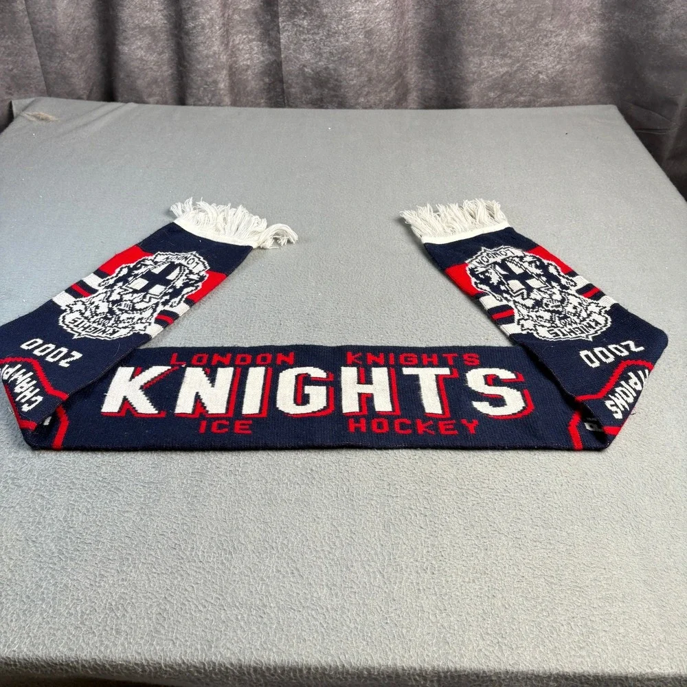 Vintage London Knights Ice Hockey Scarf Play Off Champions 2000 Navy Red White